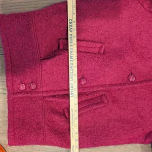 Vintage Alectra Magenta Pink Boucle Wool Blend Funnel Neck Coat Made in USA thumbnail 7