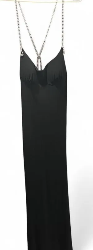 Night Way Collections Black Strapless Maxi Dress with Chain Straps thumbnail 1