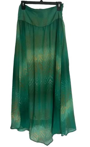 Grass Collection Chiffon Maxi Skirt in River Teal Combo Sz 3 EUC thumbnail 1