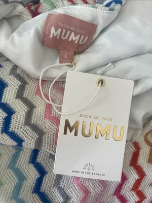 NWT Show Me Your Mumu Lopez Maxi Dress size Large L Rainbow Crochet Zig Zag thumbnail 6