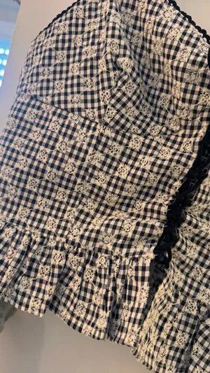 Emory Park Gingham Print Lace Up Top thumbnail 2