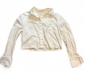 Club Monaco White Cropped Button Down Shirt M Long Sleeve Minimalist thumbnail 1