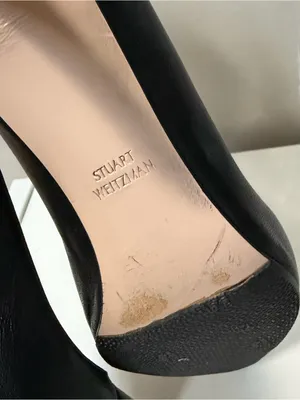 Stuart Weitzman Black Leather Closed Pointed Toe Heels power Pumps 6.5 thumbnail 6
