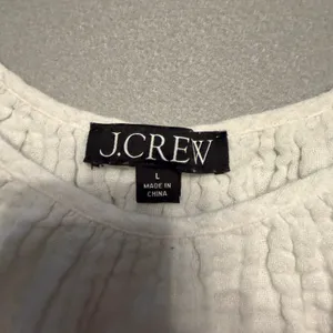 J. Crew Gauze Puff Sleeve Crop Top Blouse White Textured Women Size L thumbnail 2
