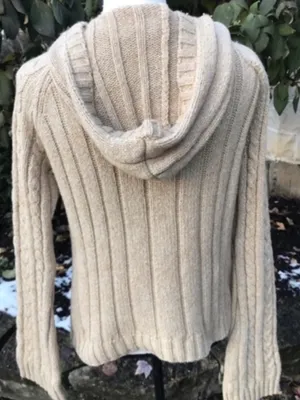 Fisherman's Sweater Cardigan Cotton Wool Size S Chunky Cropped thumbnail 2