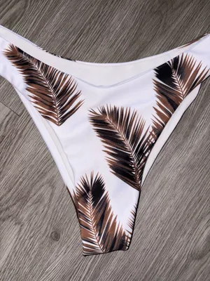 Shein Brown with White Palm Trees 2 Piece Bikini Set thumbnail 3