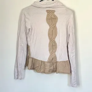 Moth Anthropologie Cowl Neck Sweater with Ruffle Knit Accents - Size: Medium thumbnail 5