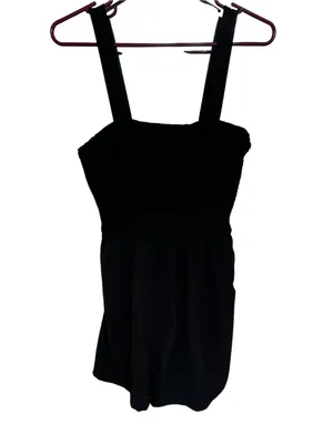 Black Smocked Tank Romper - Women thumbnail 2