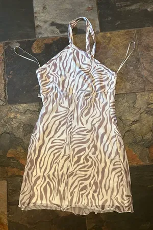SheIn Halter Dress Zebra thumbnail 1