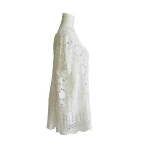 Roamans Top Sweater White French Crochet Short Sleeve Cotton Top Plus 18/20 NEW thumbnail 6