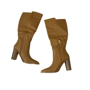 Women's Tan Mid-Calf Stacked Heel Boots thumbnail 2
