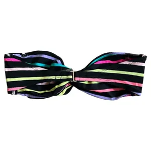 VICTORIA'S SECRET Swim Multicolor Stripe Print Bandeu Top, XS thumbnail 2