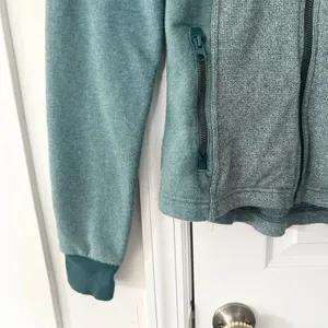Pact Organic Two Tone Green Heather Full Zip Hooded Sweatshirt Jacket Small thumbnail 3