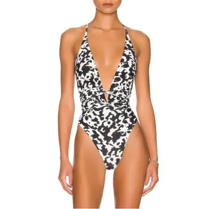 New! MAAJI Spot Butterfly Safari Plunge One Piece Reversible‎ Black White Medium thumbnail 2