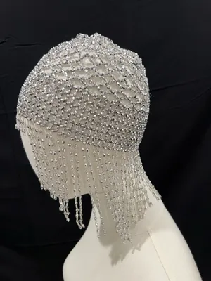 Silver rhinestone headpiece with fringe Size undefined thumbnail 2