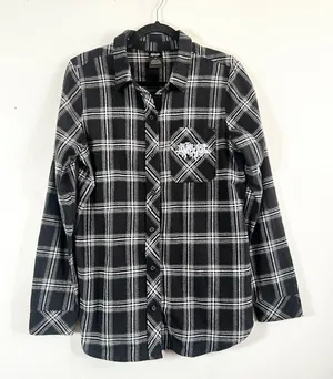 SWIXXZ Flannel‎ Button Shirt Medium Chrome Grunge Emo Skater thumbnail 1