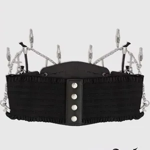 Hershine Black Gothic Waist Corset with Chains thumbnail 2