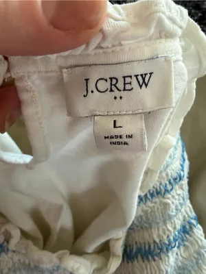 J.Crew smocked ruffle-sleeve embroidered Y2K babydoll cottage-core top large thumbnail 6