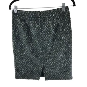 J Crew Tweed Pencil Skirt Back Slit Wool Blend Lined Green Purple 2 thumbnail 2