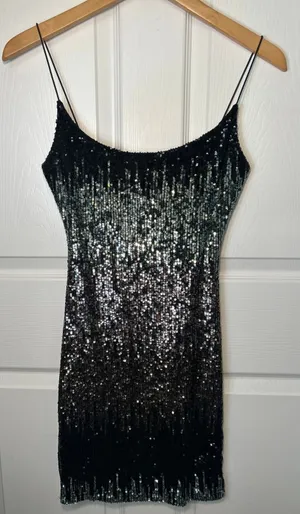 B Darlin Sequin Ombre Mini Dress Black‎ Silver Party Cocktail Small thumbnail 1
