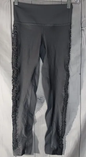 FP Movement By Free People Ruffled Festival Fringe Edgy Metallic Gray Leggings thumbnail 1