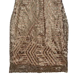 Guess Los Angeles Rose‎ Gold Sequin Geometric Bodycon Mini Dress Small V-Neck thumbnail 6