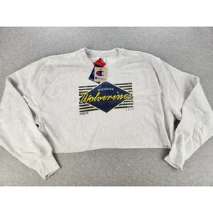 NEW 2XL Champion‎ Michigan Wolverines Reverse Weave Cropped Pullover Sweatshirt thumbnail 2