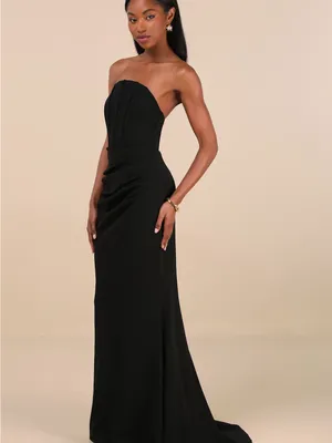 Lulu's Laney Black Strapless Corset Maxi Dress thumbnail 4