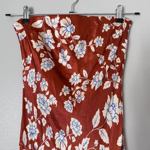 Bec + Bridge Blossom Strapless Satin Floral Cowl Back Maxi Dress Rust Red thumbnail 4