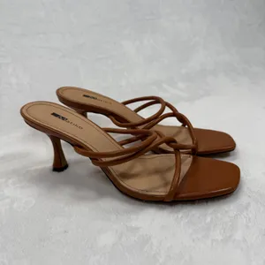 Matiko Arlo Heeled Mules Strappy Square Toe Cognac‎ Brown Heels Size 38 thumbnail 5