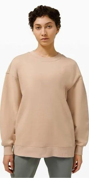 Lululemon Perfectly Oversized Crewneck Sweatshirt Cotton Terry in Cafe Au Lait 6 thumbnail 1