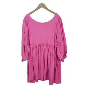 Free People Beach Get Obsessed Gauzy Babydoll Dress in Pink Size Large thumbnail 3