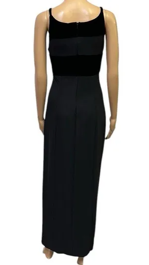 Jazz II Formal Black Velvet Accent Slit Front Sleeveless Maxi Gown Dress Size 10 thumbnail 7