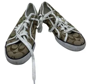 Coach Brown White Sneakers Size 8 thumbnail 1