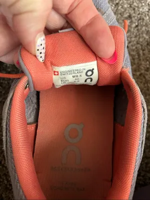 On Running Gray and Coral Women's Athletic Sneakers thumbnail 3