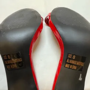 QUPID - Red Faux Patent Leather Ankle Strap Strappy Heels - Size 8 thumbnail 9