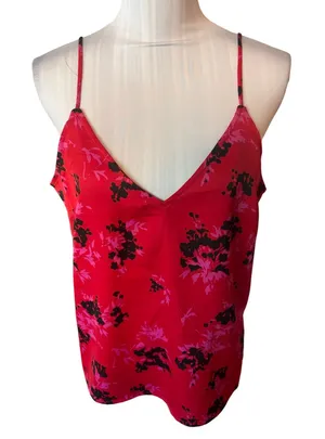 A New Day Red & Black Floral Print Camisole Size M thumbnail 1
