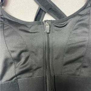 Sports Bras Women's Short Tank Top Zipper Front XL Adjustable Straps black gym thumbnail 5