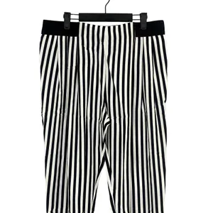 NWT Sans Souci Striped Lightweight Satin Feel Trouser Ankle Pant M Black White thumbnail 3