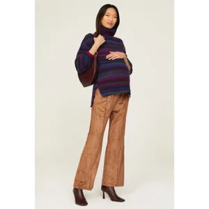 Hatch sz 1/Small Pink Purple Blue Striped Maternity Turtleneck Pullover Sweater thumbnail 2