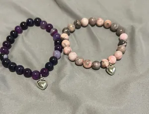 Chunky Purple and Pink heart charm bracelets thumbnail 1