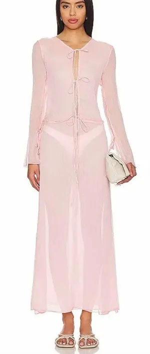 BUBISH Revolve Charlotte Sheer Maxi‎ Dress in Blush Size Medium thumbnail 1