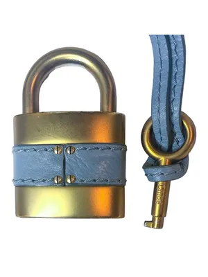 Chloé Paddington Blue Gray Leather Gold Hardware Padlock and Key Replacement thumbnail 3