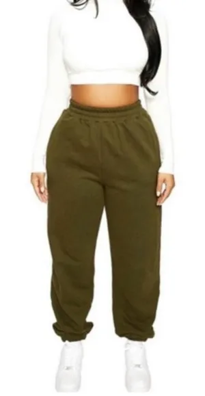 NWOT Naked Wardrobe Relaxed Joggers Sweatpants Olive Green Size XL NEW thumbnail 1