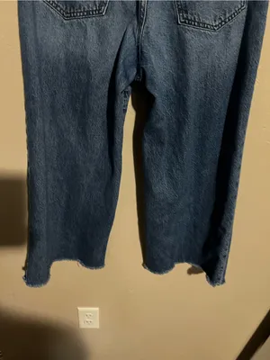 Madewell‎ Curvy Super Wide Leg Crop High Rise Raw Hem Jeans thumbnail 9
