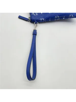 MCM Royal Blue Monogram Wristlet Clutch thumbnail 8