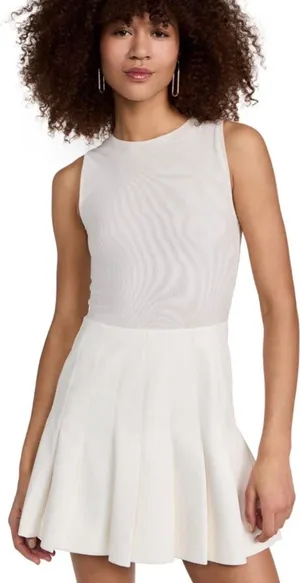 Alice + Olivia Chara Faux Leather Pleated Mini Dress thumbnail 1