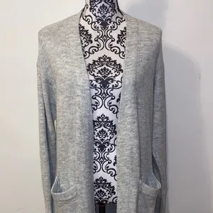 a.n.a Heather Gray Long Duster Cardigan Sweater W Front Pockets Size Medium thumbnail 3