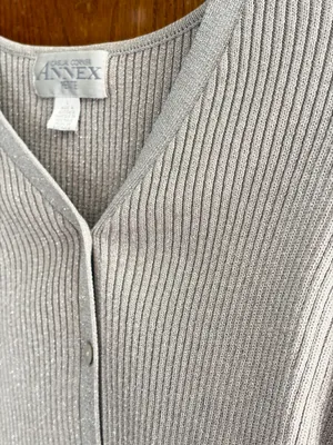 NWT casual corner annex shimmering light gray cardigan thumbnail 14