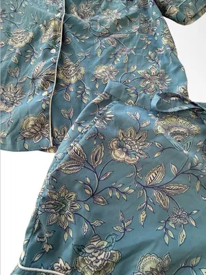 Rachel Zoe Light Blue Floral Short Pajama Set thumbnail 4